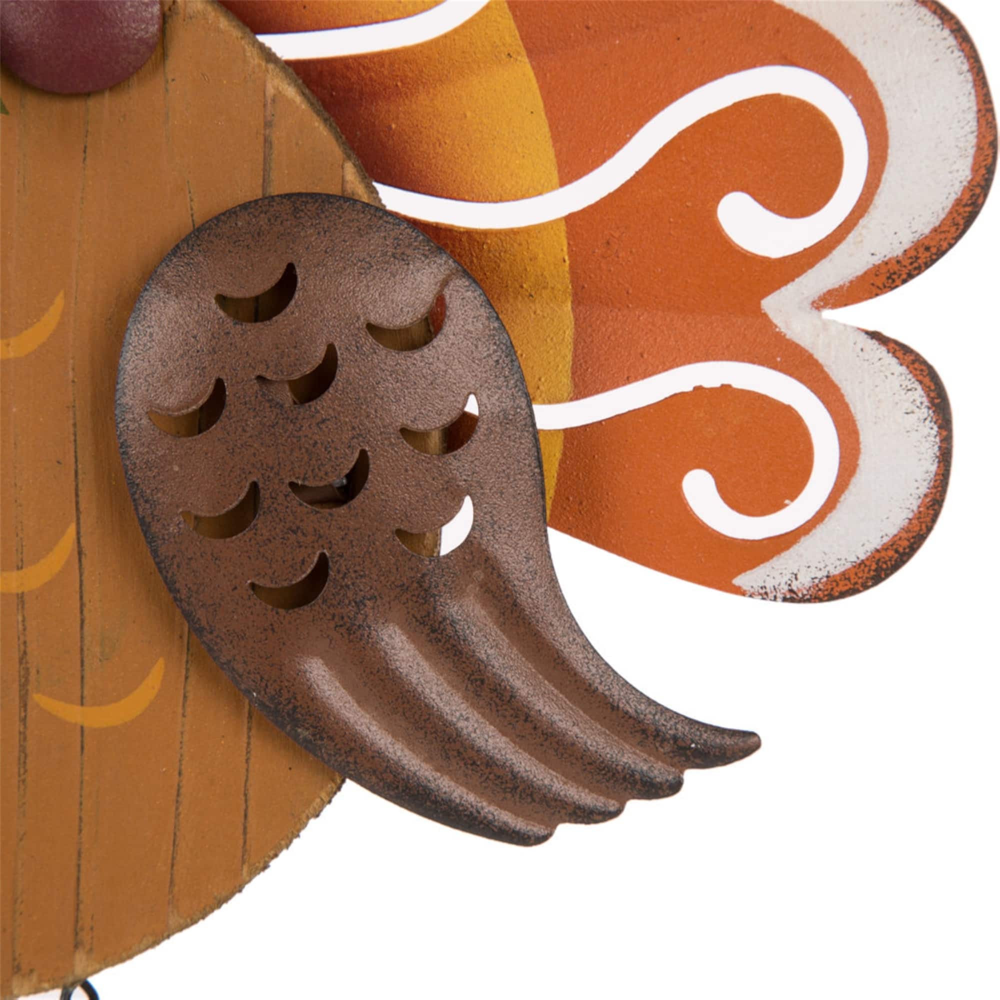 Gitzhome® 18" Iron & Solid Wood Turkey Welcome Wall Décor